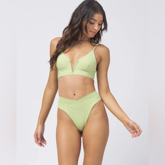 Pointelle Rib Court Bikini Bottom - Mojito - Picture 1 of 5